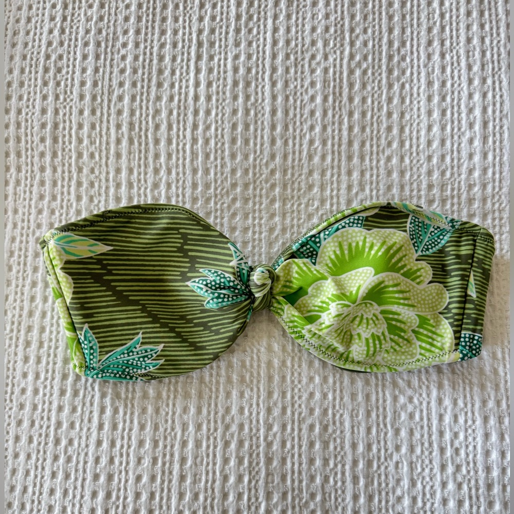 aerie Green Floral Bandeau Bikini Top